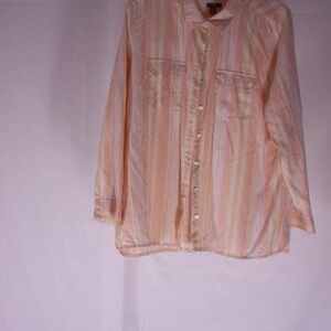 J. Jill Pastel Striped Collared Shirt